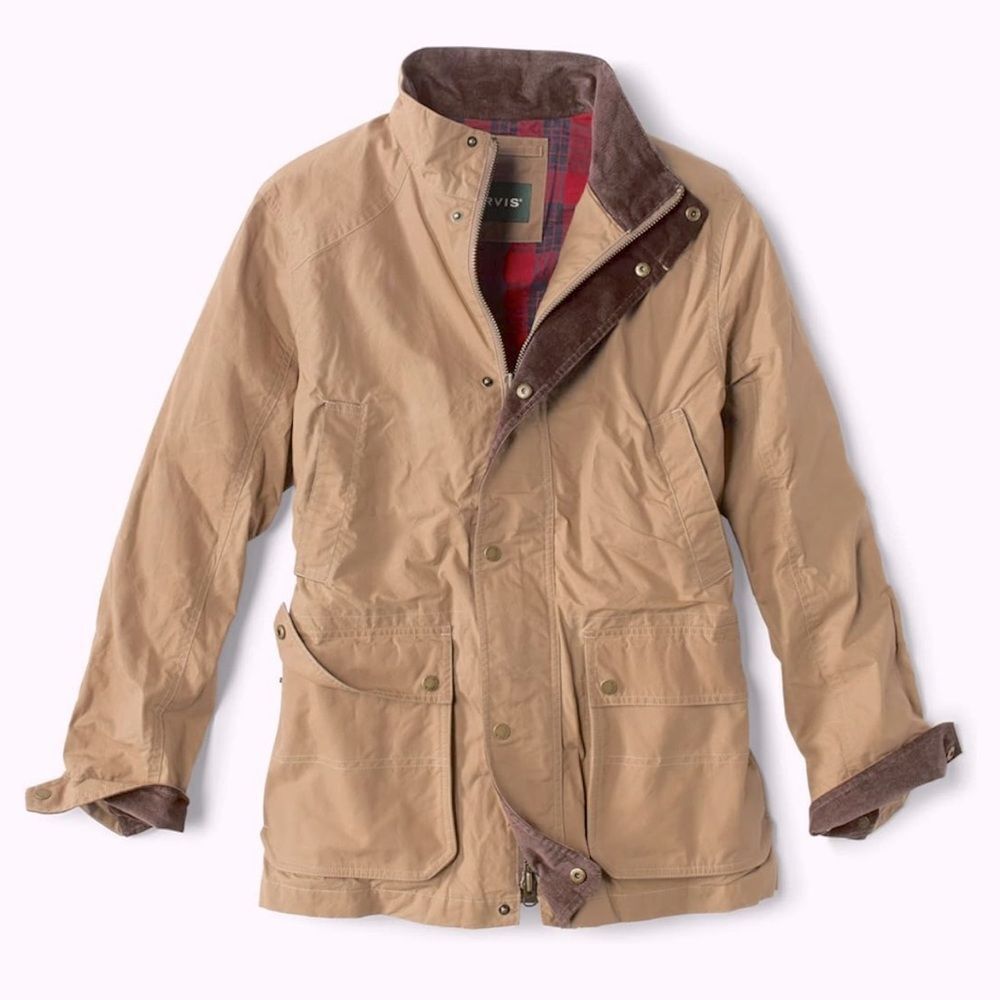 Orvis Tan Field Jacket with Brown Corduroy Trim